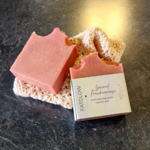 Fatglow Sacred Frankincense tallow soap with Himalayan Rhubarb powder and frankincense and myrrh fragrance, handmade in New Zealand
