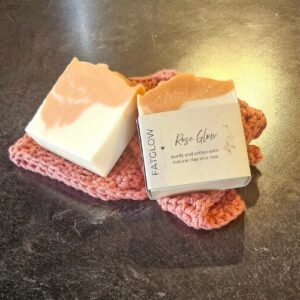Fatglow Rose Glow tallow soap with rose clay and rose fragrance, handmade in New Zealand
