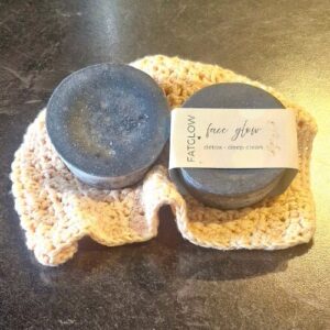 Fatglow Face Glow detox tallow face soap with activated charcoal and pumice, handmade in New Zealand