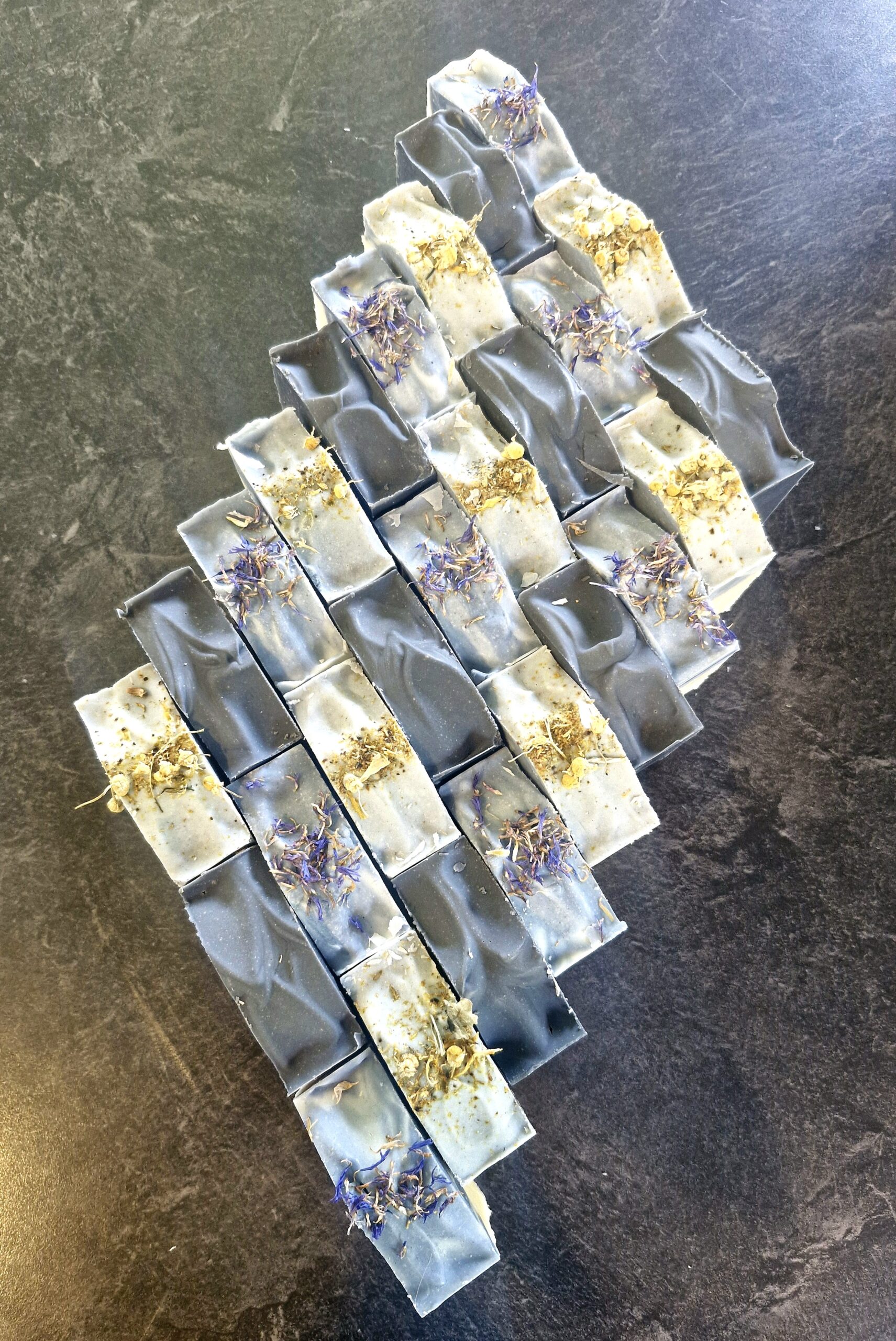 Tallow Soap Art - a variety of tallow soap laid out as art, handmade in New Zealand by Fatglow