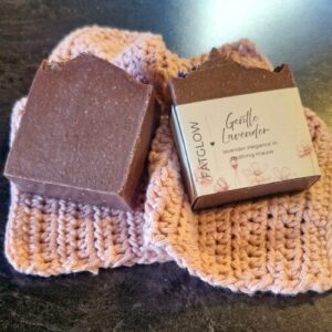 Fatglow Gentle Lavender tallow soap with purple clay and lavender essential oil, handmade in New Zealand