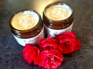 Fatglow Rose Glow Cream with rose hydrosol and rose essential oil, tallow based, handmade in New Zealand