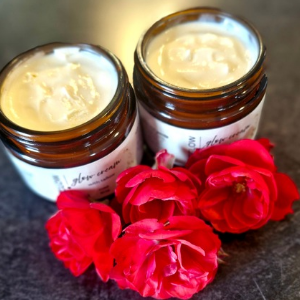 Fatglow Rose Glow Cream with rose hydrosol and rose essential oil, tallow based, handmade in New Zealand