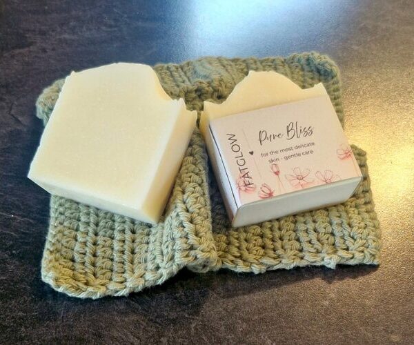Fatglow Pure Bliss tallow soap with coconut cream, handmade in New Zealand, unscented and natural